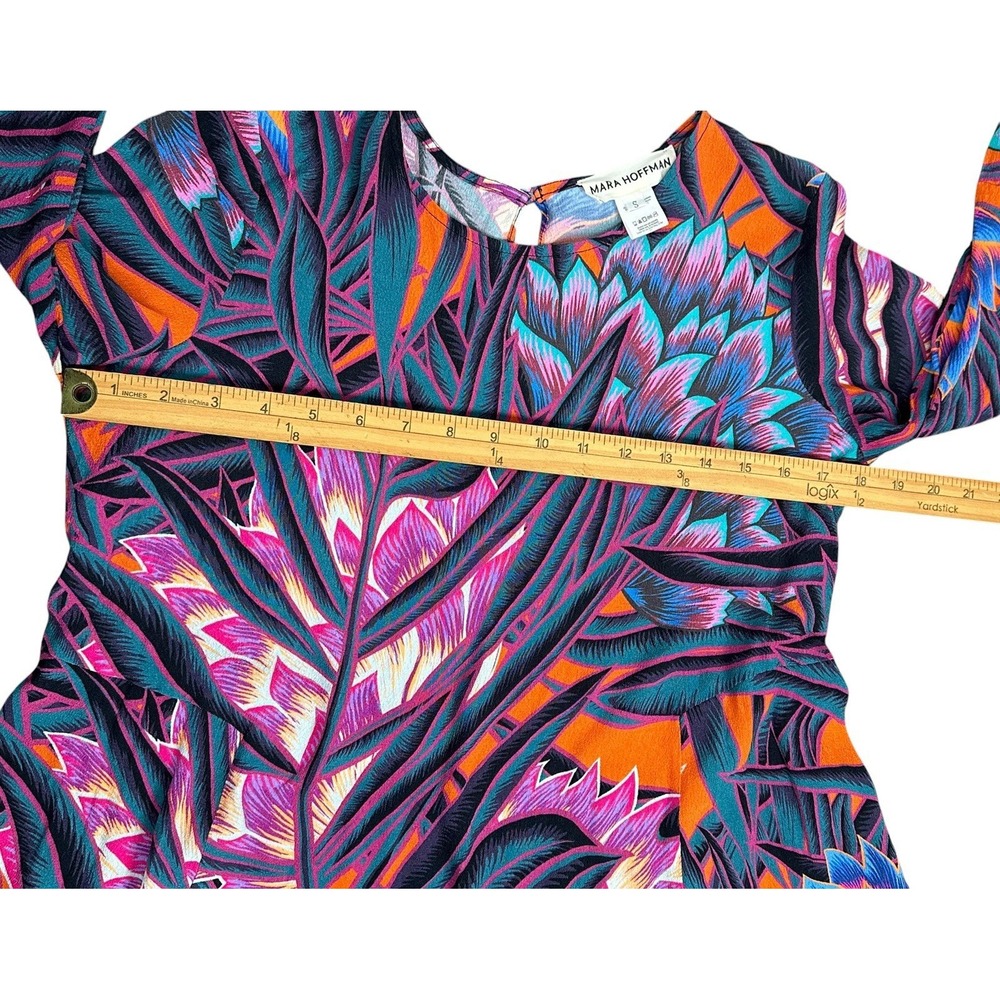 Mara Hoffman Herbarium Swing Dress Persimmon Abstract Print Long Sleeve Sz  S - Picture 10 of 16